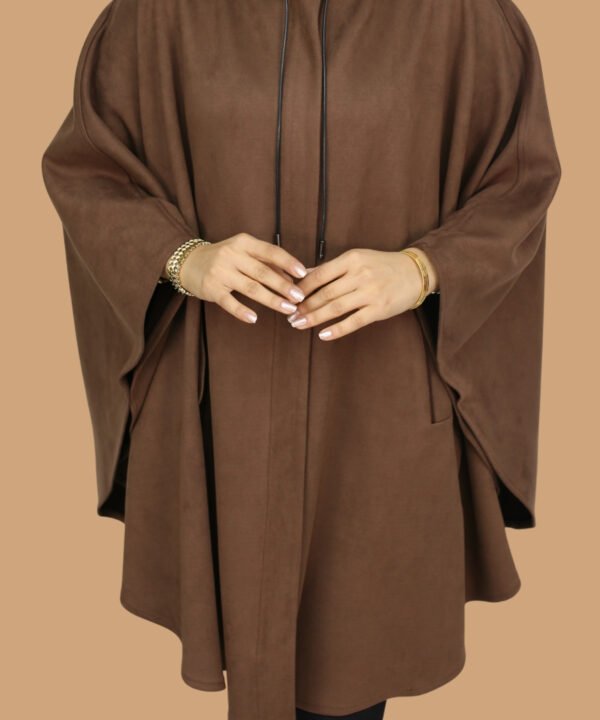 Asude Kapüşonlu Panço KAHVERENGİ