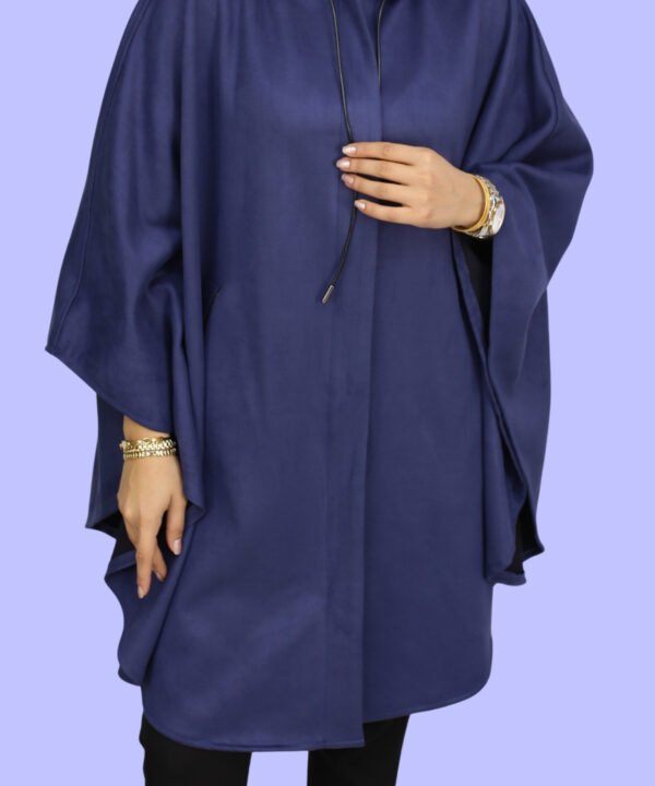 Asude Kapüşonlu Panço LACİVERT