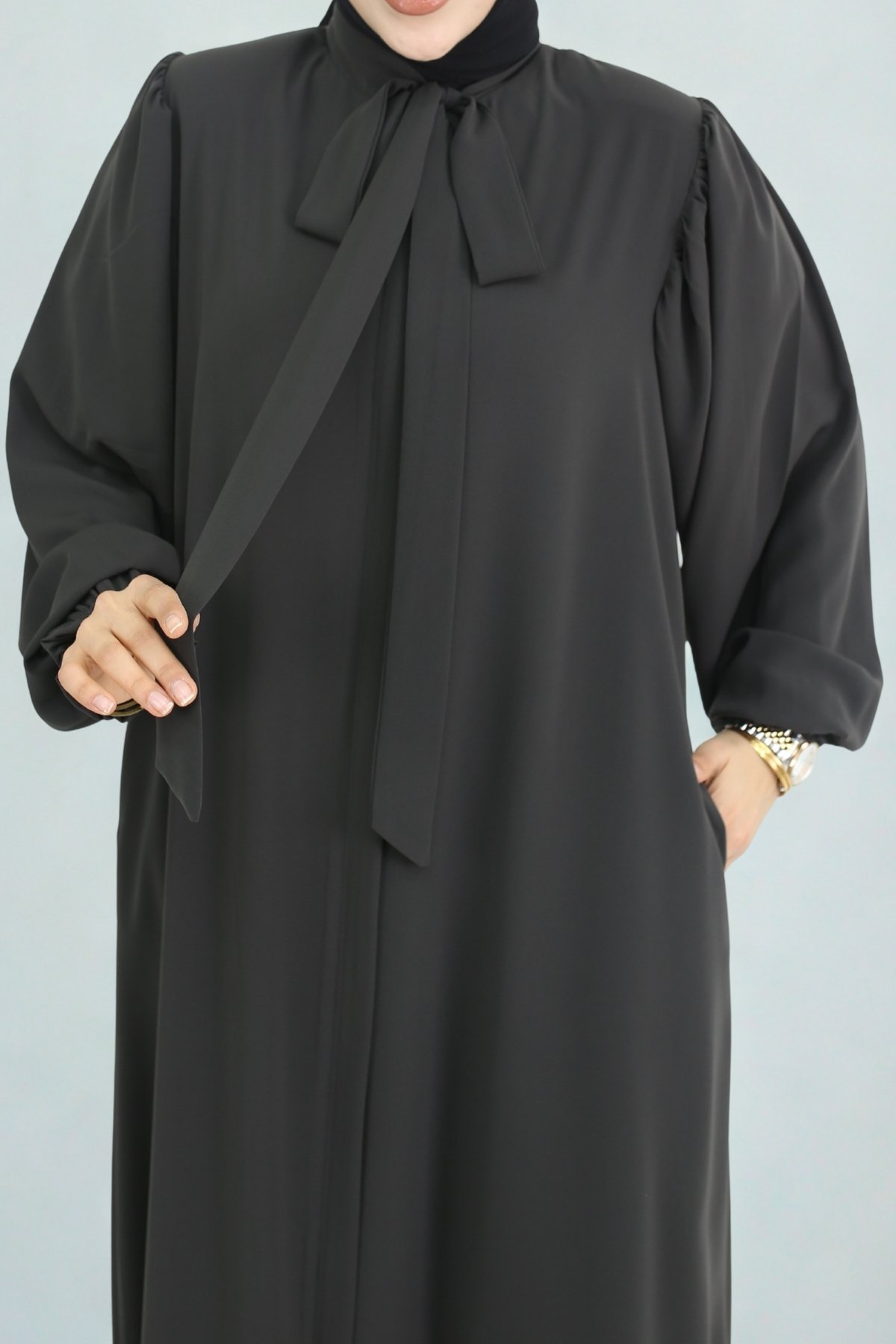 LAVİN Fiyonk Yaka Ferace FÜME - Görsel 2