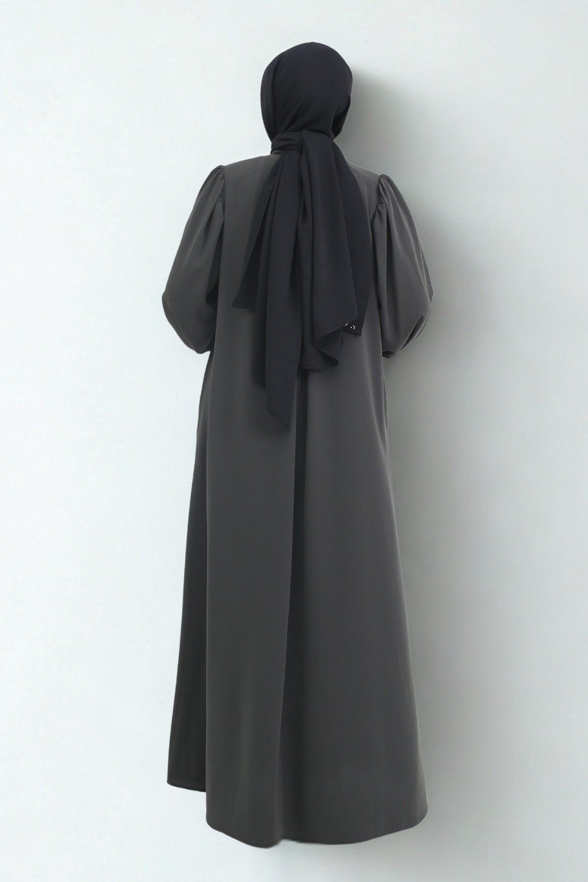 LAVİN Fiyonk Yaka Ferace FÜME - Görsel 3