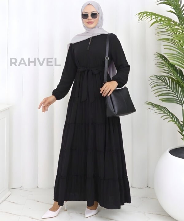 Alternative view of Eteği Beş Katlı Ferace siyah